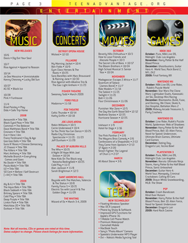 Movies Music Games Concerts Tech
