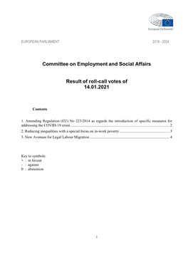 Committee on Employment and Social Affairs Result of Roll-Call Votes Of