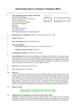 Information Sheet on Ramsar Wetlands (RIS)