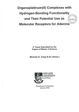 Organoplatinum(II) Complexes with Hydrogen-Bonding Functionality And