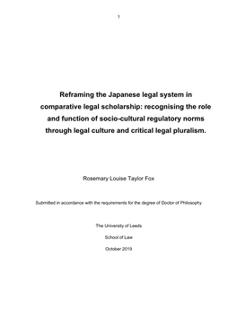 Reframing the Japanese Legal System in Comparative Legal Scholarship: Recognising the Role and Function of Socio-Cultural Regula