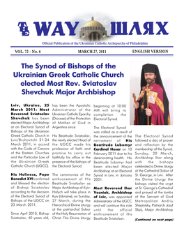 The Synod of Bishops of the Ukrainian Greek Catholic Church Elected Most Rev. Sviatoslav Shevchuk Major Archbishop