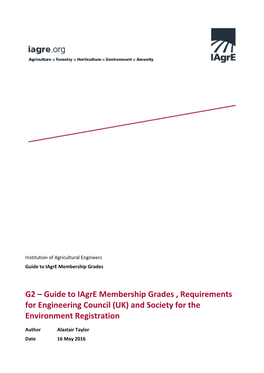 G2 – Guide to Iagre Membership Grades , Requirements for Engineering Council (UK) and Society for the Environment Registration