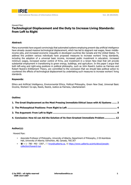 Technological Displacement and the Duty to Increase Living Standards: from Left to Right