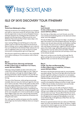 Isle of Skye Discovery Tour Itinerary