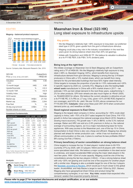 Maanshan Iron & Steel (323 HK) Long Steel Exposure to Infrastructure