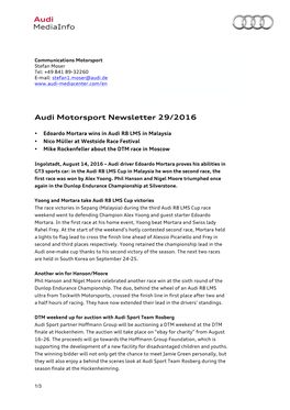 Audi Motorsport Newsletter 29/2016