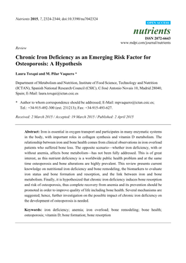 Chronic Iron Deficiency As an Emerging Risk Factor for Osteoporosis: a Hypothesis