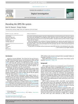 Decoding the APFS File System Digital Investigation