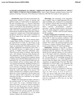 Ultrametamorphism of Impure Carbonates Beneath the Manicougan Impact Melt Sheet: Evidence for Superheating