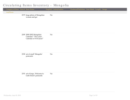 Circulating Items Inventory - Mongolia