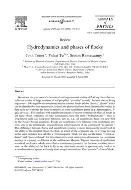 Hydrodynamics and Phases of Flocks