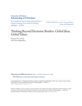 Thinking Beyond Electronic Borders: Global Ideas, Global Values Benjamin D