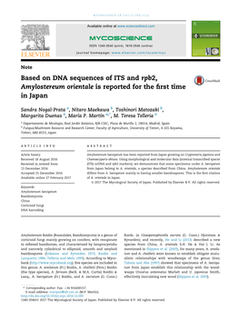 Based on DNA Sequences of ITS and Rpb2, Amylostereum Orientale Is Reported for the First Time in Japan