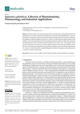 Imperata Cylindrica: a Review of Phytochemistry, Pharmacology, and Industrial Applications