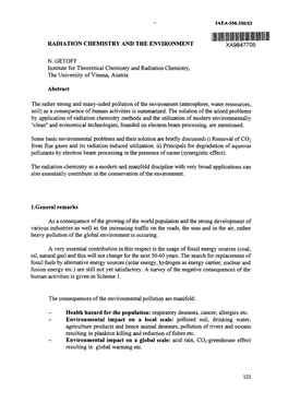 Radiation Chemistry and the Environment Xa9847705