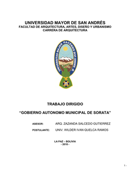 Trabajo Dirigido “Gobierno Autonomo Municipal De Sorata”