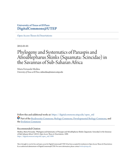 Phylogeny and Systematics of Panaspis and Afroablepharus Skinks