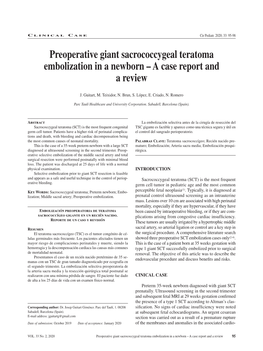 Preoperative Giant Sacrococcygeal Teratoma Embolization in a Newborn – a Case Report and a Review