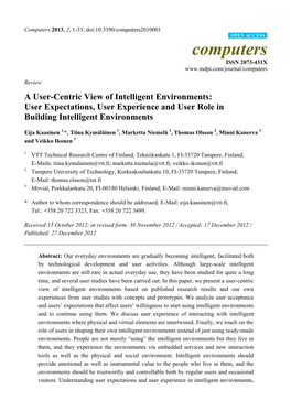 A User-Centric View of Intelligent Environments: User Expectations, User Experience and User Role in Building Intelligent Environments