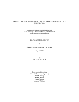 Innovative Remote Spectroscopic Techniques for Planetary Exploration