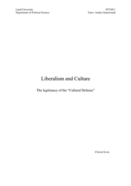 Liberalism and Culture