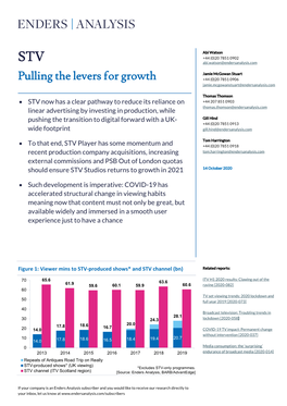 Pulling the Levers for Growth +44 (0)20 7851 0906 Jamie.Mcgowanstuart@Endersanalysis.Com