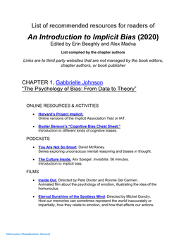 An Introduction to Implicit Bias (2020) Edited by Erin Beeghly and Alex Madva