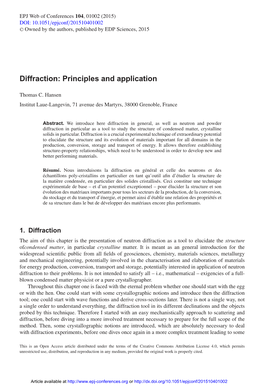 Diffraction: Principles and Application