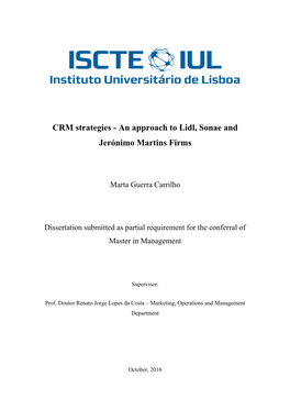 CRM Strategies – Lidl, Sonae & Jerónimo Martins