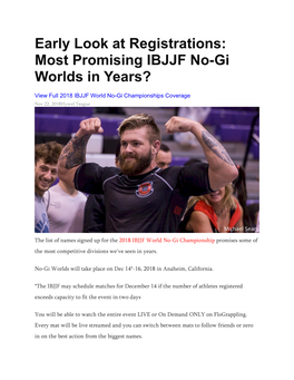Early Look at Registrations: Most Promising IBJJF No-Gi Worlds in Years?