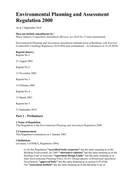 Environmental Planning and Assessment Regulation 2000