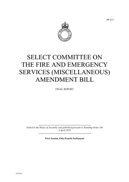 Select Committee on the Fire and Emergency Services (Miscellaneous) Amendment Bill