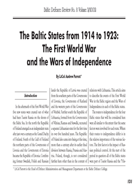 The Baltic States from 1914 to 1923: the First World War and the Wars of Independence