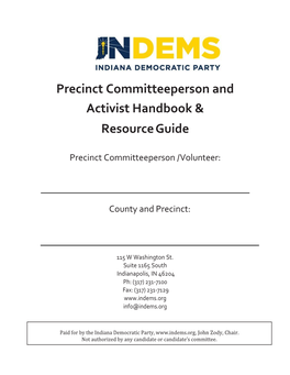 Precinct Committeeperson and Activist Handbook & Resource Guide