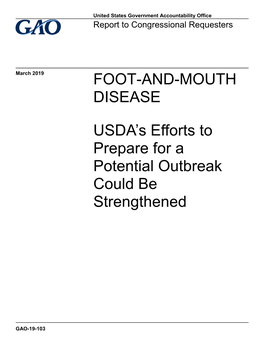Foot-And-Mouth Disease: USDA's Efforts to Prepare for a Potential