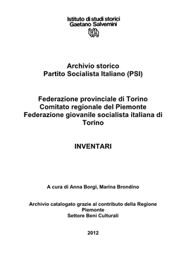 Archivio Storico Partito Socialista Italiano (PSI)