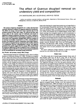 The Effect of Quercus Douglasii Understory Yield and Composition