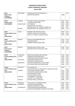 HARLINGTON UPPER SCHOOL SCHOOL TRANSPORT TIMETABLE January 2018