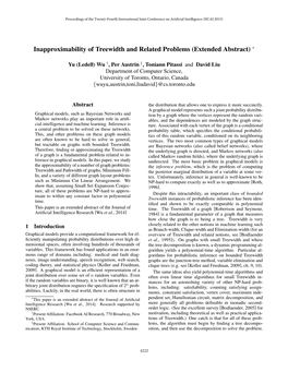 Inapproximability of Treewidth and Related Problems (Extended Abstract) ∗