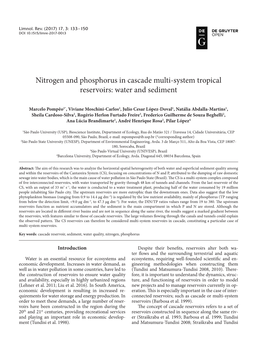 Nitrogen and Phosphorus in Cascade Multi-System Tropical Reservoirs: Water and Sediment