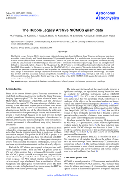 The Hubble Legacy Archive NICMOS Grism Data W