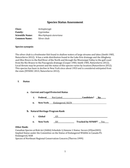 Species Assessment for Silver Chub