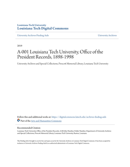 A-001 Louisiana Tech University, Office of the President Records