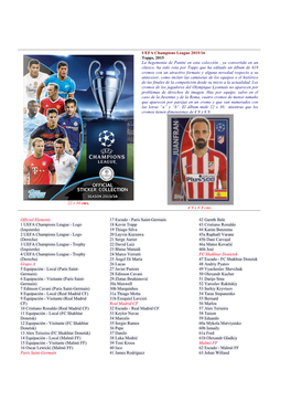 UEFA Champions League 2015/16 Stickers