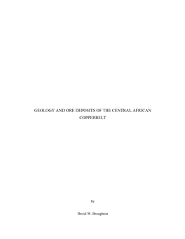 Geology and Ore Deposits of the Central African Copperbelt