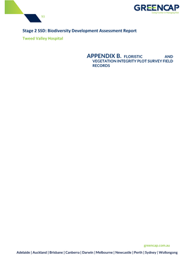 Appendix B. Floristic and Vegetation Integrity Plot Survey Field Records