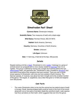 Dimetrodon Fact Sheet