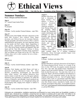 Ethical Views Summer 2004 Vol