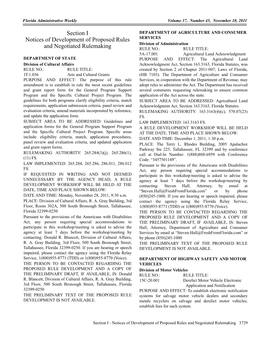 Section I Notices of Development of Proposed Rules and Negotiated